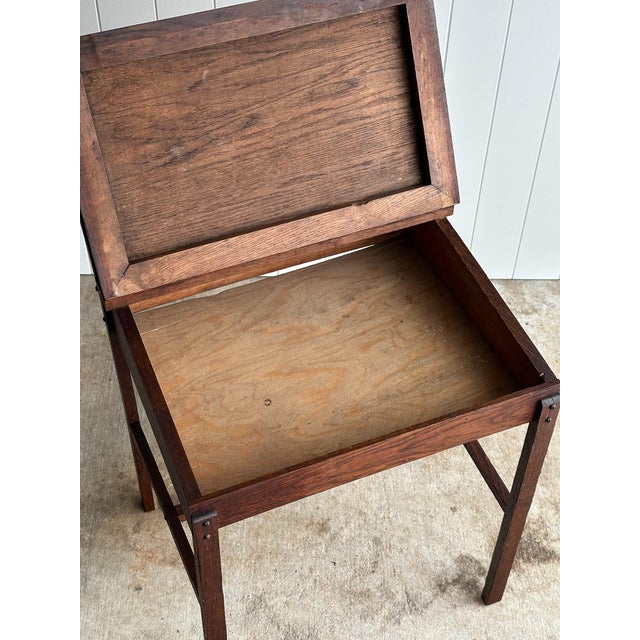 Antique 19th Century Oak Schoolhouse Writing Desk For Sale - Image 15 of 18