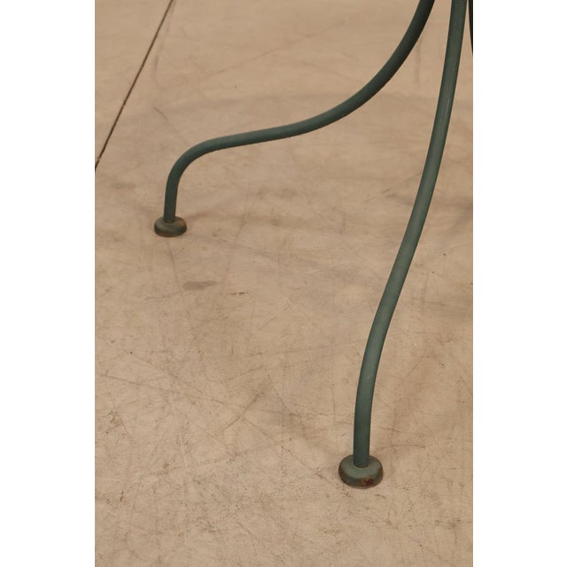 Green Vintage Wrought Iron Round Patio Table And Four Chairs Set For Sale - Image 8 of 18