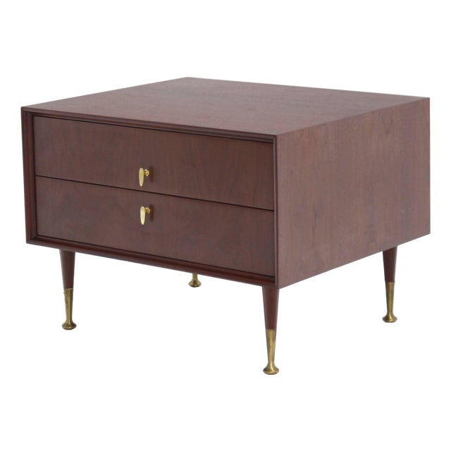 Edmond J. Spence Large Square Two Drawer Cabinet End Table Nightstand Stand For Sale