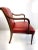 Mid 20th Century Red Leather Armchair With Curved Wood Arms and Brass Nailhead Trim For Sale - Image 10 of 12