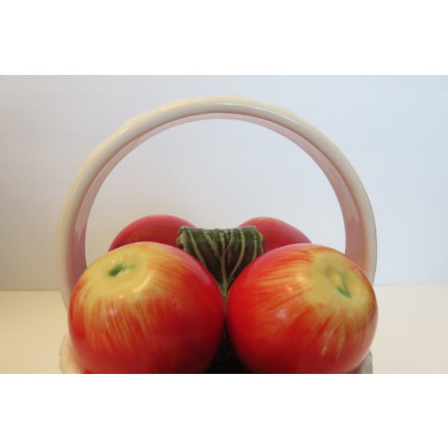 White Portugal Subtil Caldas Da Rainha Ceramic Apples in a White Basket VTG For Sale - Image 8 of 11