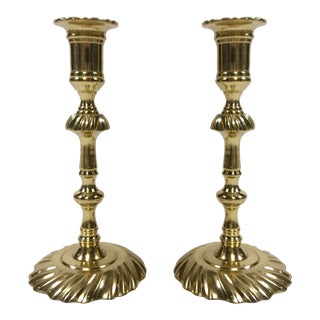 Vintage Mottahedeh Style Brass Swirl Candlesticks, a Pair For Sale