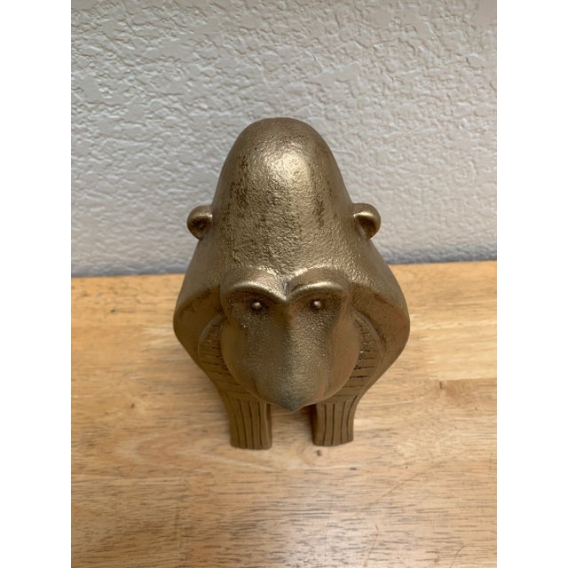 Large Gold Baboon Figural Decor Accent For Sale - Image 4 of 11