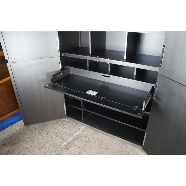 Late 20th Century Late 20th Century Lexington Ariana Sanremo Silver Leaf Divided Clothing Armoire Cabinet For Sale - Image 5 of 14