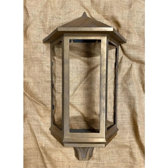Vintage Handmade Outdoor Lanntern Sconce Brass and Copper 29” tall 7” deep 13” wide good condition