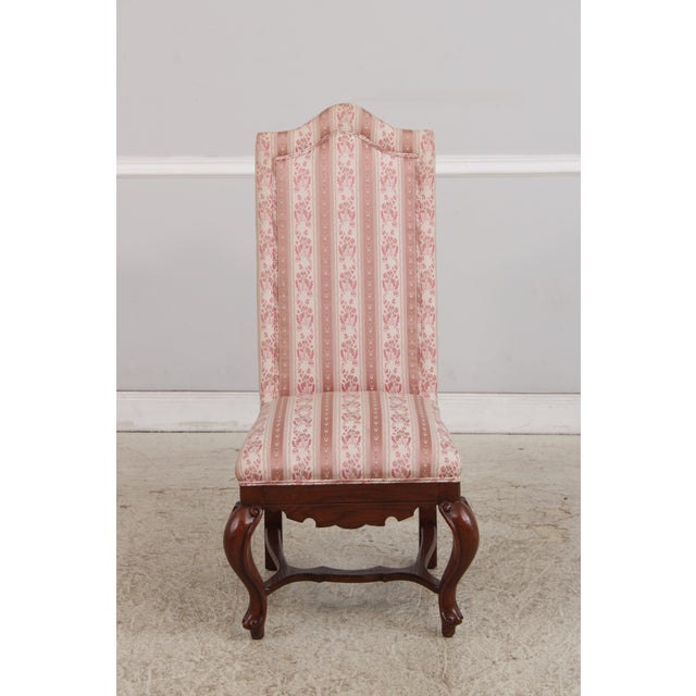 Queen Anne Pair of High Back Upholstered Chairs For Sale - Image 3 of 17