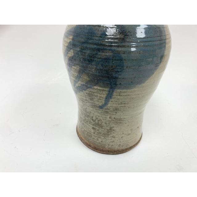Signed Glazed Pottery Vase in Asian Style Dated 1976 For Sale - Image 4 of 12