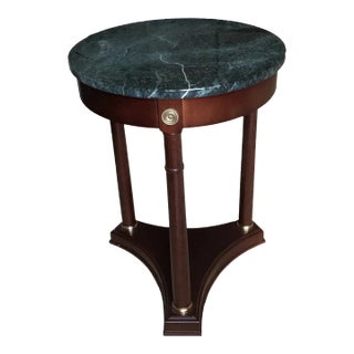 1980s Marble Top Round Accent Table For Sale