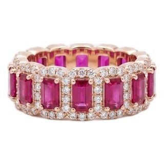 Natural 18k Gold Ruby Halo Ring With 0.47ct Diamonds, Size 6 For Sale