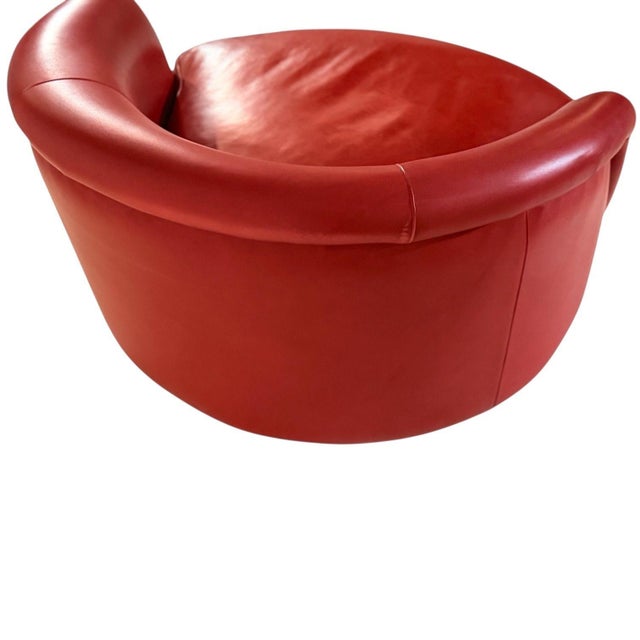 Milo Baughman for Thayer Coggin Leather Swivel Tub Chair, 2000 For Sale In Chicago - Image 6 of 7