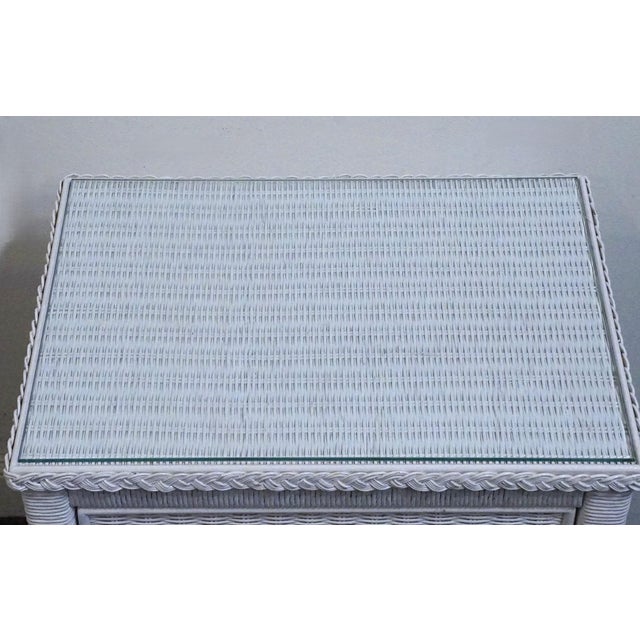 Lexington / Henry Link Country Cottage Style 24" White Wicker Two Drawer Nightstand 477-621 For Sale - Image 10 of 14