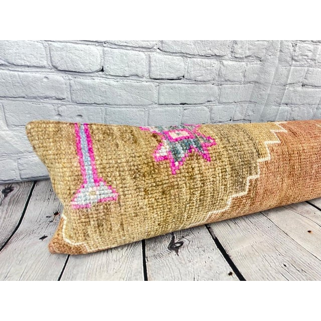 1960s 12 x 46 Lumbar Rug Pillow Royal Comfort Turkish Pillow Cushion Cover For Sale - Image 5 of 7