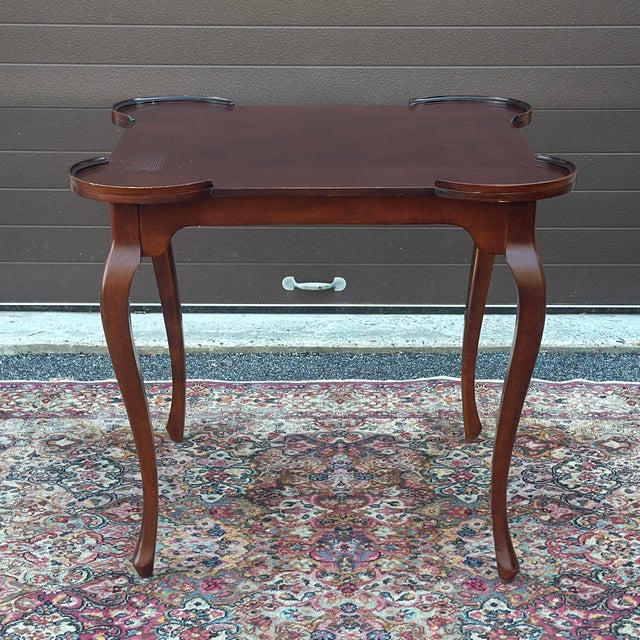 French Country Vintage Italian Parquet Marquetry Top Card Game Table For Sale - Image 3 of 12