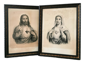 Virgin Mary and Jesus, Large Engravings, 19th Century, Set of 2
