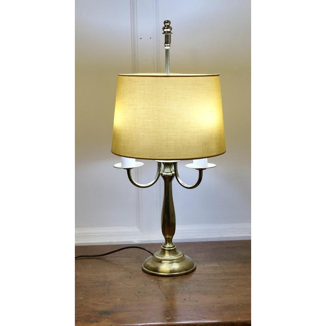 Metal French Brass Triple Desk Lamp, 1960s For Sale - Image 7 of 8