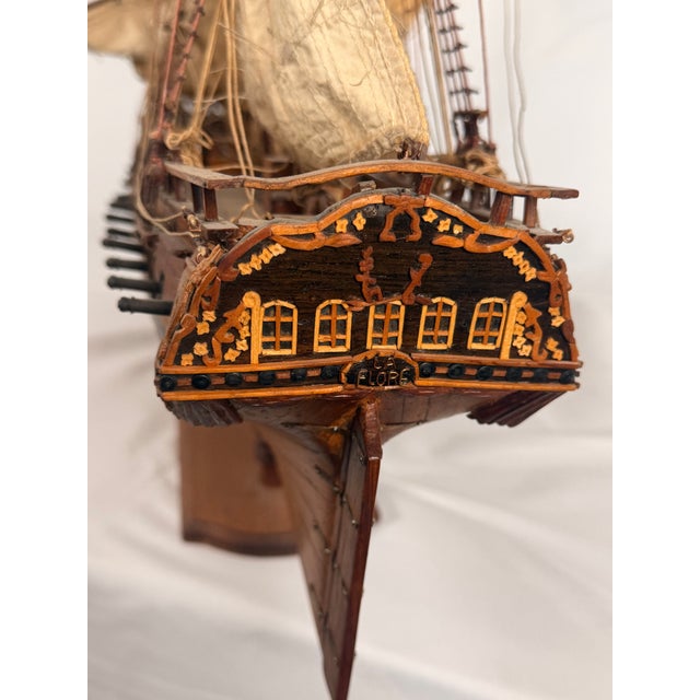 Early 20th Century Early 20th Century French Fully Rigged Model of the Frigate La Flore For Sale - Image 5 of 11