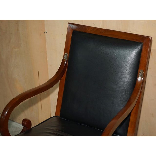 Black Leather and Cherrywood Grange Paris Captain's Chair from Harrods London For Sale - Image 3 of 18