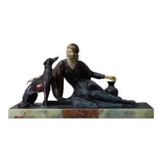 French Art Deco Chryselephantine Sculpture by Menneville & Irenée Rochard 1930 For Sale