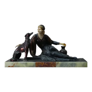French Art Deco Chryselephantine Sculpture by Menneville & Irenée Rochard 1930