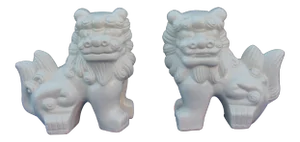 Vintage Glazed Ceramic Foo Dogs-A Pair