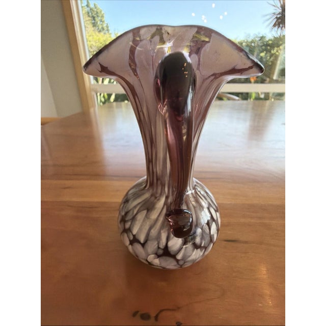 Vintage Murano-Style Art Glass Mini Pitcher Amethyst Bullicante 4.5” For Sale - Image 4 of 6