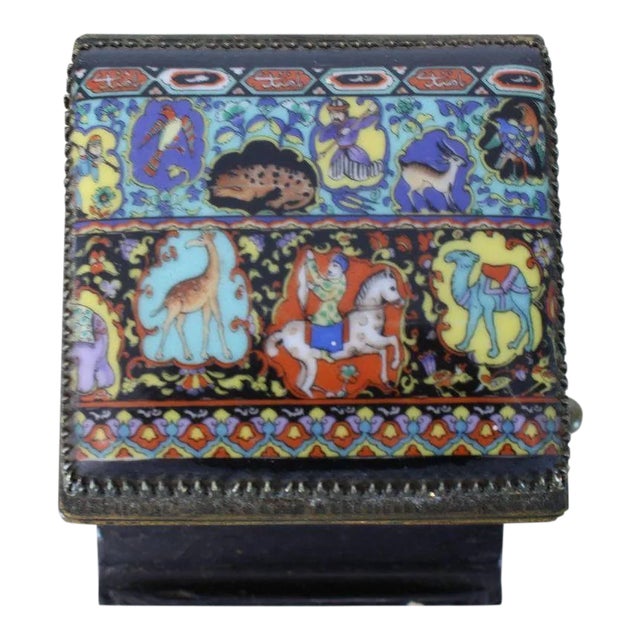1940s Vintage Painted Enamel Porcelain Cigarette Dispenser Box For Sale