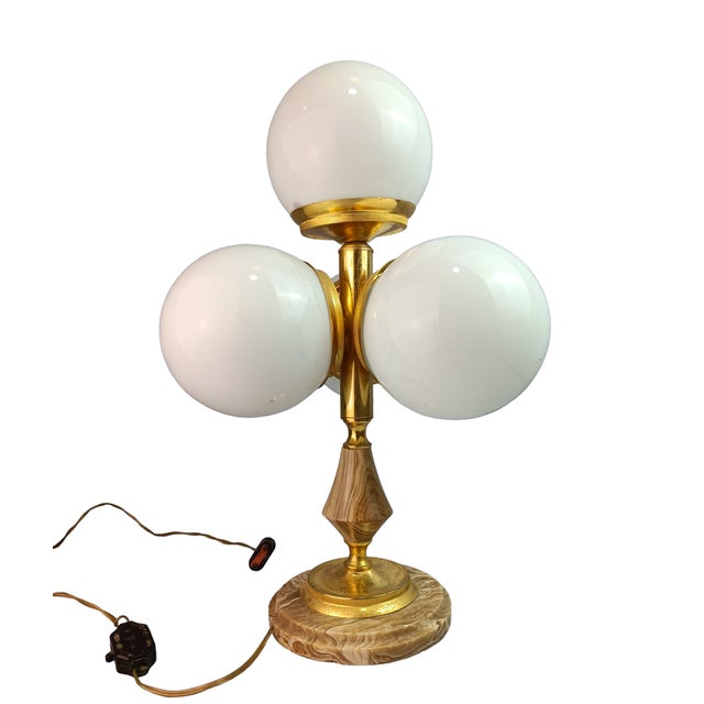 Mid-Century Table Lamp, 1950s, in Good conditions. Designed 1950 to 1959 Up to 250V (Europe/UK Standard).The wiring of...