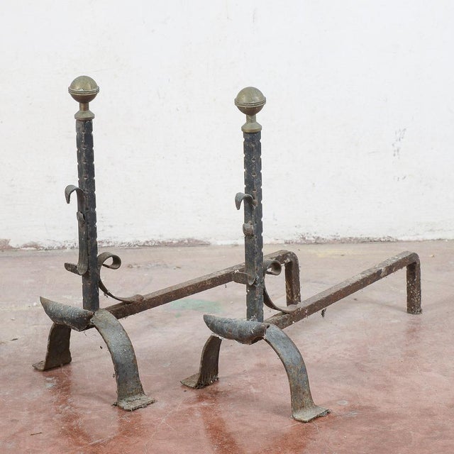 Cast Iron Fireplace Andirons, Set of 2 For Sale - Image 6 of 7