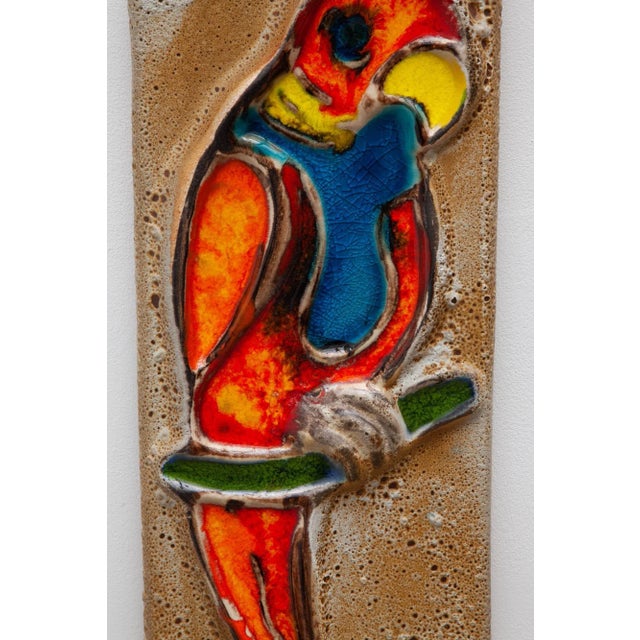 Glazed Parrot Wall Hanging Tile, 1960s For Sale - Image 10 of 12