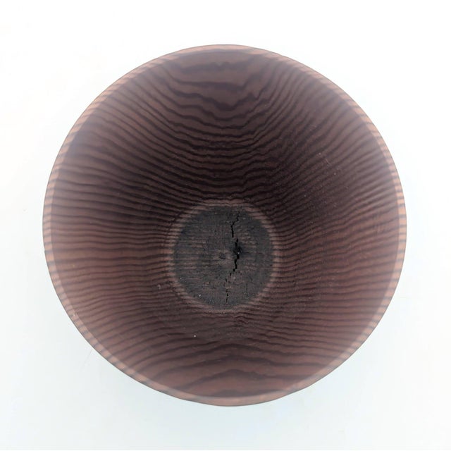 Vintage Carved and Lathed Wood Cylinder Bowl For Sale - Image 10 of 12