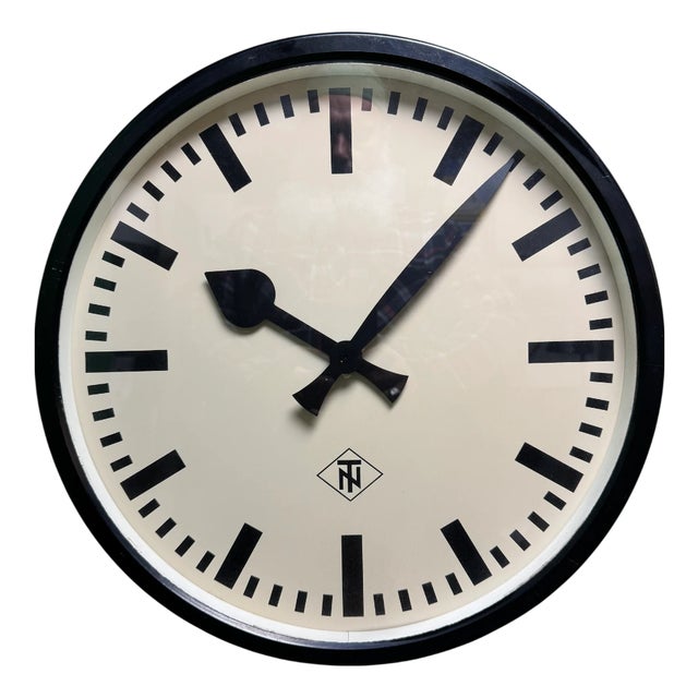Large Bakelite Factory Clock from TN Tele Norma, West Germany, 1940s For Sale
