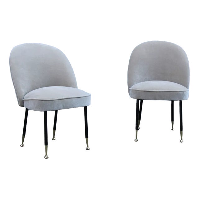 Set of Chairs in Gray Velvet by Gastone Rinaldi for Rima, 1950s For Sale