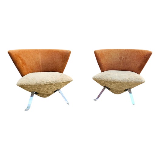 Postmodern 2-Tone Jada Slipper Chairs by Giorgio Saporiti, 1970s, Set of 2 For Sale