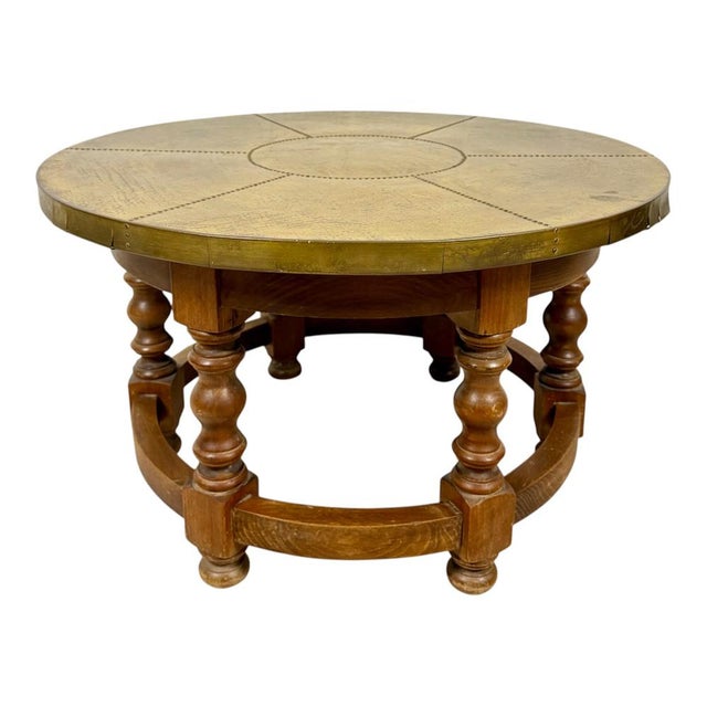 Spanish Center Table with Brass-Clad Top, 1960 For Sale - Image 11 of 11