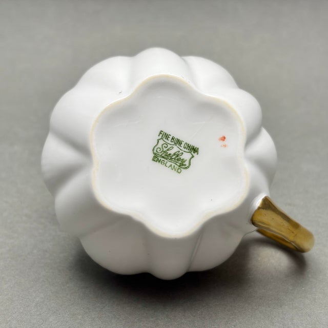 White Vintage Shelley Dainty White Bone China Creamer With Gold Handle and Rim For Sale - Image 8 of 8
