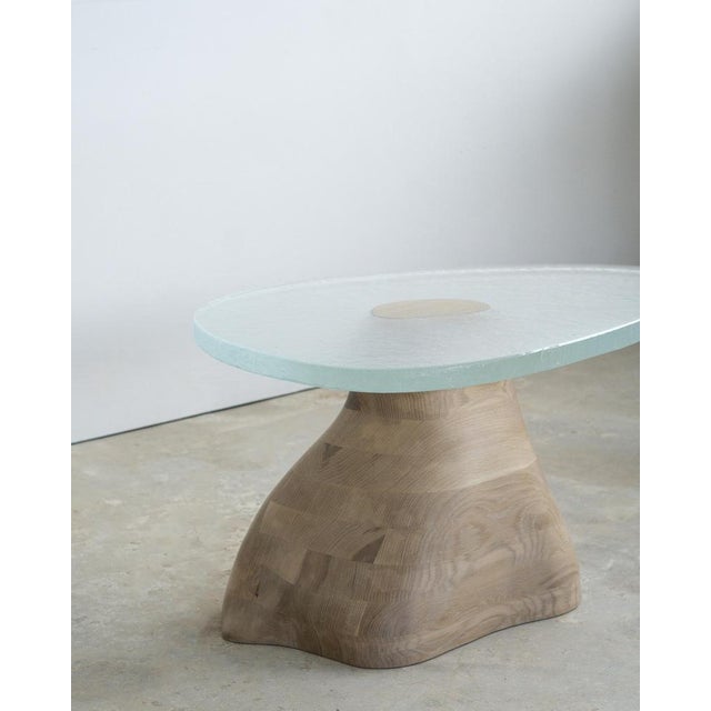 Fused Crystal Glass and White Oak Side Table by Alexander Knysch For Sale - Image 9 of 10