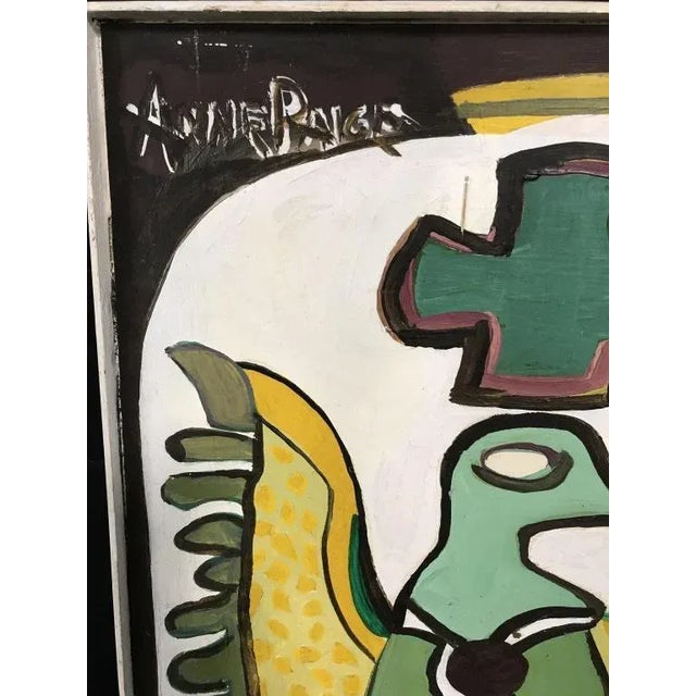 Mid-Century Modern Mid Century Folk Art Painting "Bird" For Sale - Image 3 of 6