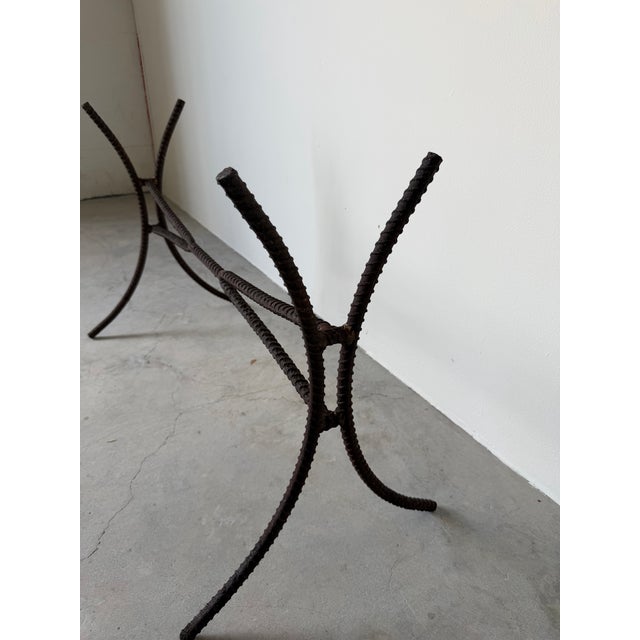 Vintage Brutalist Rebar Metal Garden Console Table Base For Sale - Image 10 of 12