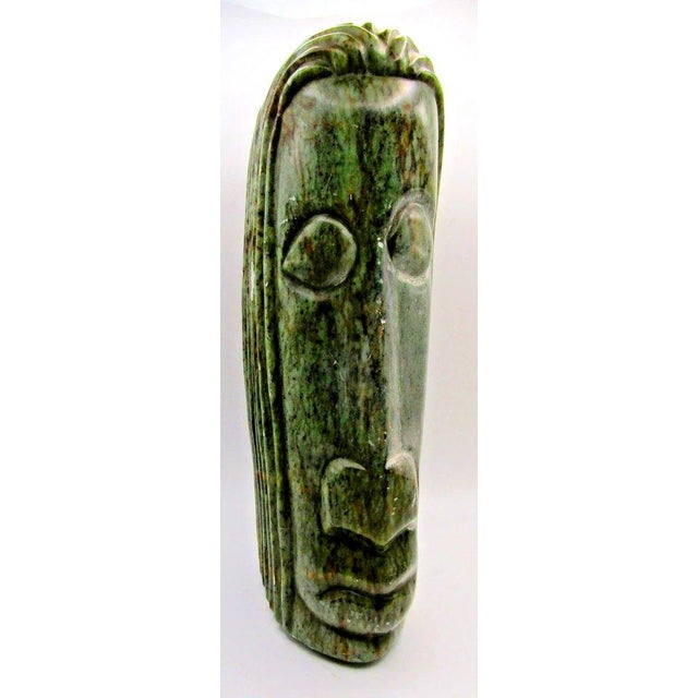 1920s Guatemalan Jadeite Jade Mayan Warrior 11.5" Carving With Two Faces and Headdress For Sale - Image 4 of 13