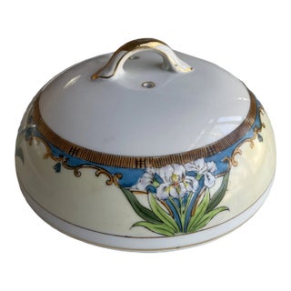 Vintage Floral Design Fine Porcelain Lid For Sale