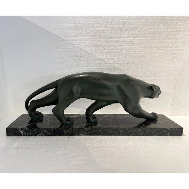 Metal Secondo, Art Deco Panther, 1930, Bronze with Marble Base For Sale - Image 7 of 17