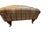 English Manor Tufted Upholstered Ottoman Bench With Turned Walnut Legs & Brass Casters For Sale - Image 4 of 6