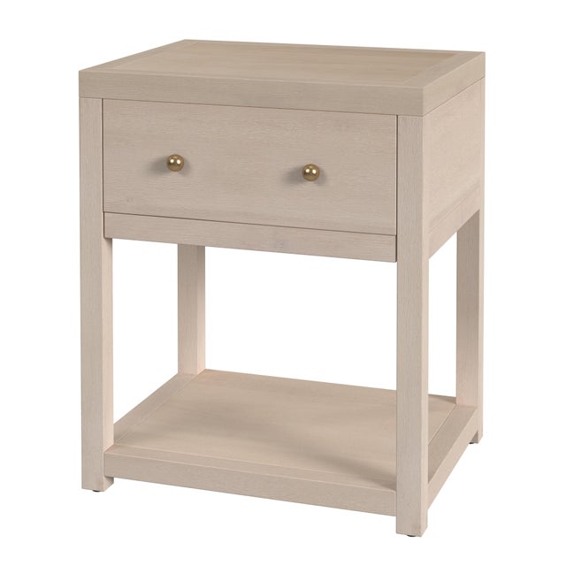 Wood Nora 21 in. W Rectangular Wood 1 Drawer Small Nightstand with Lower Open Shelf, Antique Taupe For Sale - Image 7 of 7