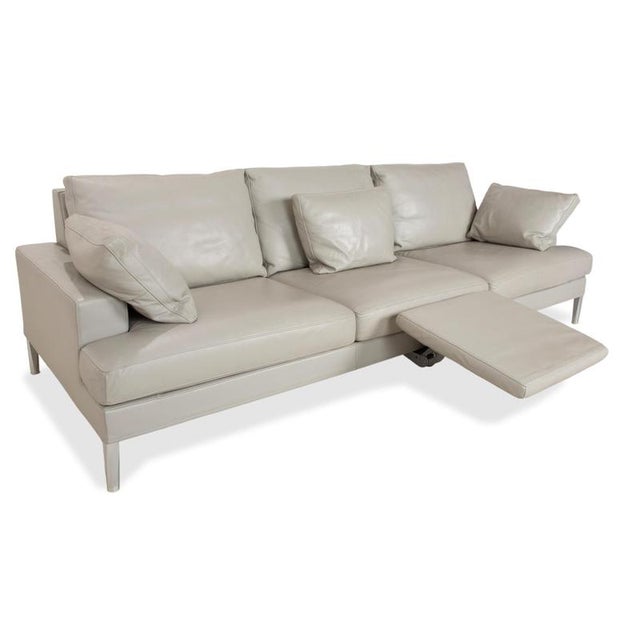 Clarus Sofa and Ottoman in Grey Leather from FSM, Set of 2 For Sale - Image 5 of 18