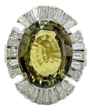 Mid 20th Century 10 Carat Color Change Alexandrite Oval and Diamond Ring, Size 7 in Platinum