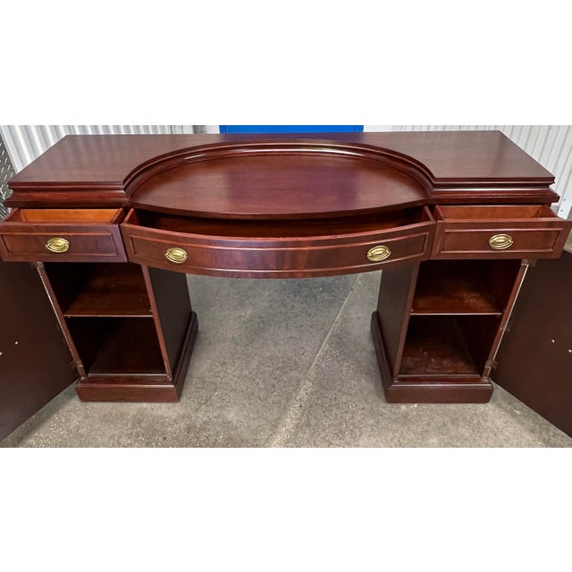 Brown Vintage 1940’s Mahogany Double Pedestal Sideboard For Sale - Image 8 of 12