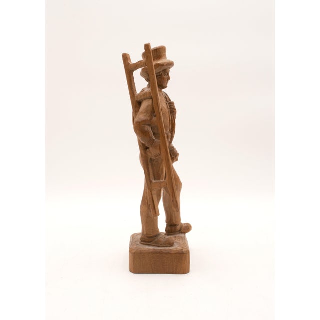 Vintage German Hand Carved Man W. Ladder Figure For Sale - Image 4 of 12