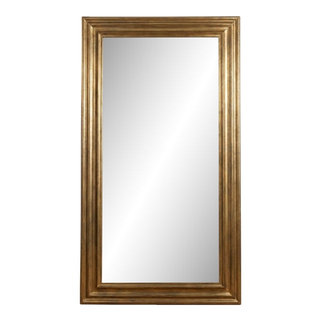 1972 Chapman Manufacturing Solid Brass Beveled Floor Mirror For Sale
