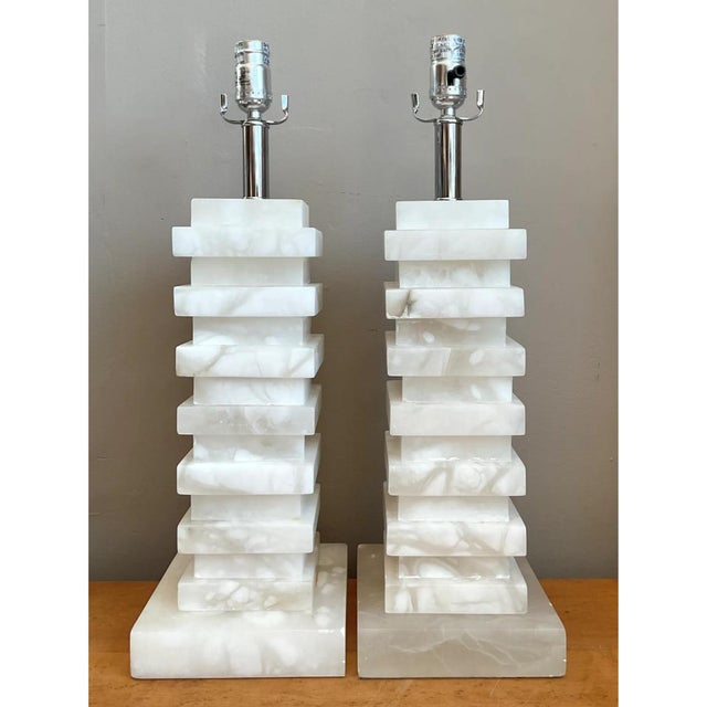 Vintage Stacked Stone Table Lamps - Pair For Sale - Image 4 of 12