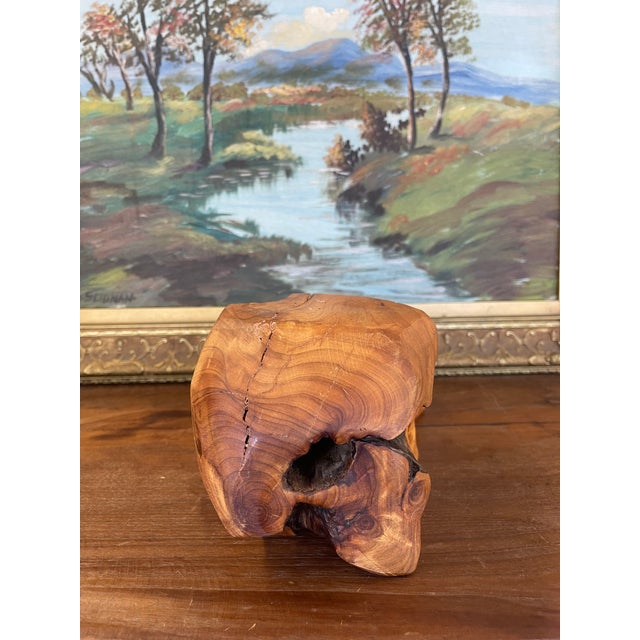 Rustic Hand-Carved Live Edge Likely Burl Wood Display Stand or Sculpture Base With Organic Form. For Sale - Image 3 of 10